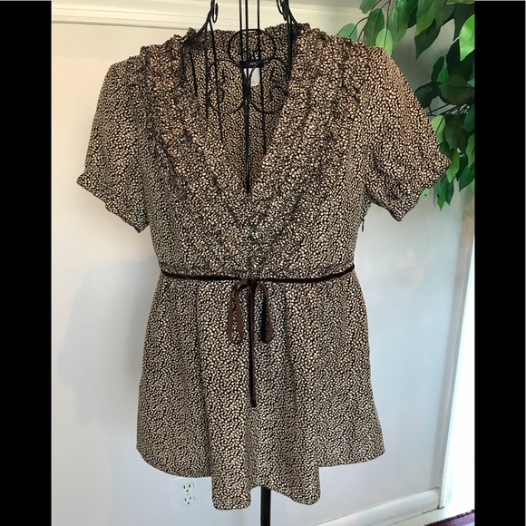 J. Crew Tops - J. Crew Short Sleeve Velvet Tie Front Silk Blouse